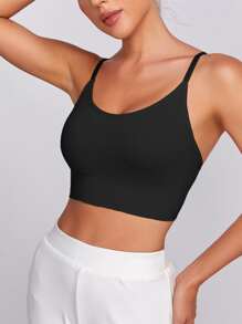 Solid Medium Support Backless Sports Bra