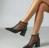 Solid Mesh Panel Back Zipper Chunky Boots