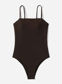 Solid One Piece Swimsuit