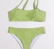 Solid One Shoulder Bikini Swimsuit