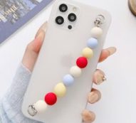 Solid Phone Case With Beaded Hand Strap