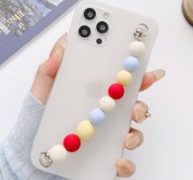 Solid Phone Case With Beaded Hand Strap