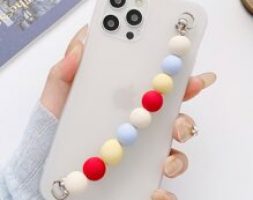 Solid Phone Case With Beaded Hand Strap