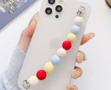 Solid Phone Case With Beaded Hand Strap