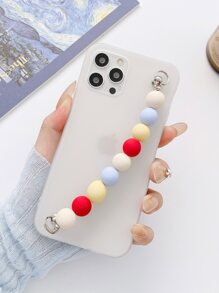 Solid Phone Case With Beaded Hand Strap