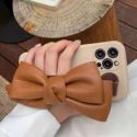 Solid Phone Case With Bowknot Decor Wristband