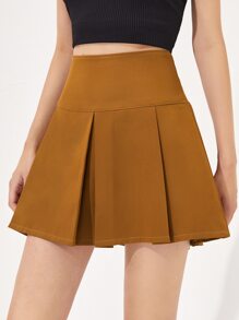 Solid Pleated Skirt