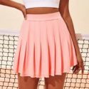 Solid Pleated Sports Skirt With Phone Pocket