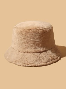 Solid Plush Bucket Hat