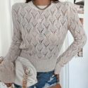 Solid Pointelle Knit Sweater