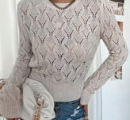Solid Pointelle Knit Sweater