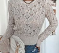 Solid Pointelle Knit Sweater