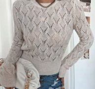 Solid Pointelle Knit Sweater