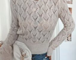 Solid Pointelle Knit Sweater