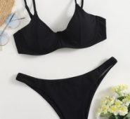 Solid Push Up Bikini Swimsuit