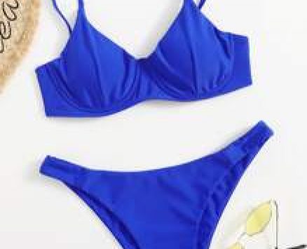 Solid Push Up Bikini Swimsuit