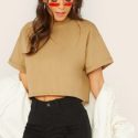 Solid Raw-Cut Boxy Cropped Tee