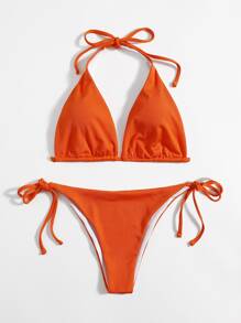 Solid Rib Bikini Swimsuit