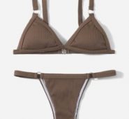 Solid Rib Bikini Swimsuit