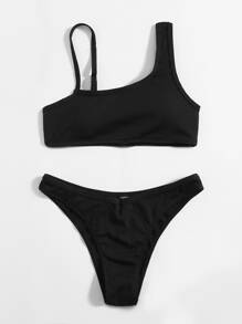 Solid Rib Bikini Swimsuit