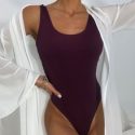 Solid Rib One Piece Swimsuit