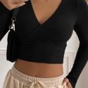 Solid Rib-knit Crop Tee