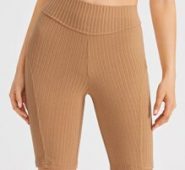 Solid Ribbed Biker Shorts