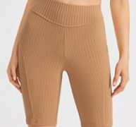 Solid Ribbed Biker Shorts