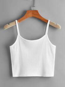 Solid Ribbed Crop Cami