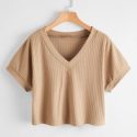 Solid Ribbed Crop Tee