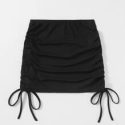 Solid Ribbed Drawstring Skirt