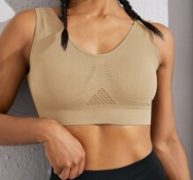 Solid Ribbed Eyelet Sports Bra