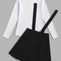 Solid Ribbed Tee & Pinafore Skirt