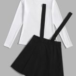 Solid Ribbed Tee & Pinafore Skirt
