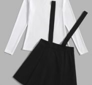 Solid Ribbed Tee & Pinafore Skirt