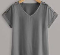 Solid Roll Up Sleeve Blouse