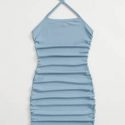 Solid Ruched Bodycon Dress