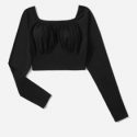 Solid Ruched Bust Crop Tee