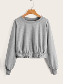 Solid Ruched Sweatshirt