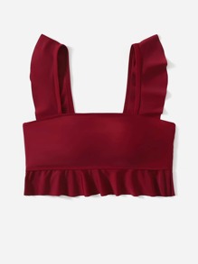 Solid Ruffle Bikini Top