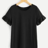 Solid Ruffle Cuff Top