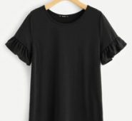 Solid Ruffle Cuff Top