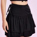 Solid Ruffle Hem Skirt