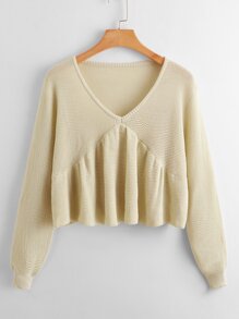 Solid Ruffle Hem Sweater