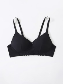 Solid Scallop Trim Bra