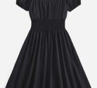 Solid Shirred A Line Dress