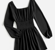 Solid Shirred Ruched Bust Dress