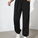 Solid Slant Pocket Drawstring Sports Pants