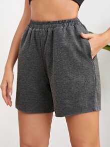 Solid Slant Pocket Track Shorts