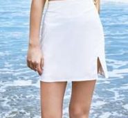 Solid Split Hem Zipper Skirt